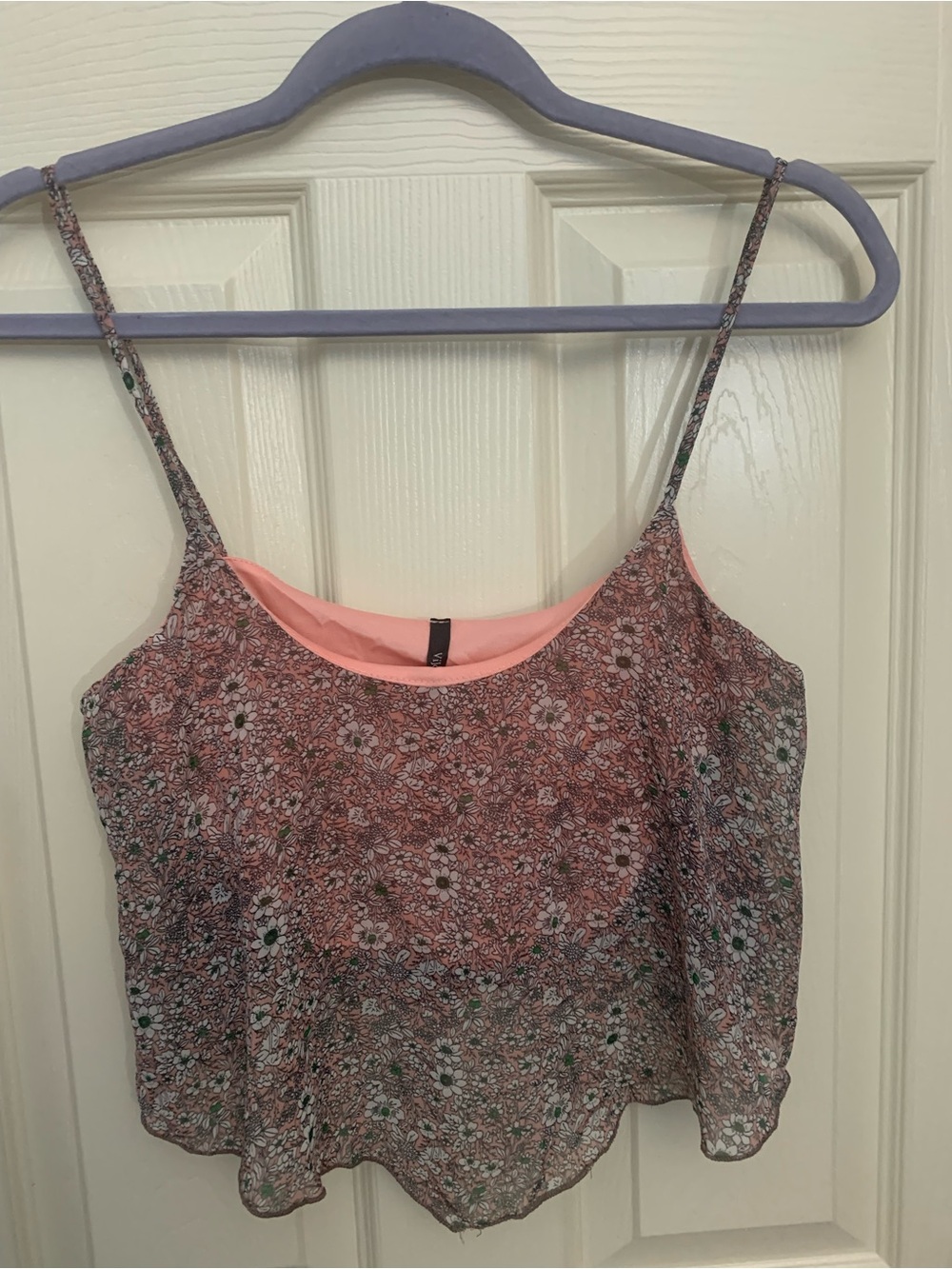 Floral Pink Spaghetti Strap Crop Top